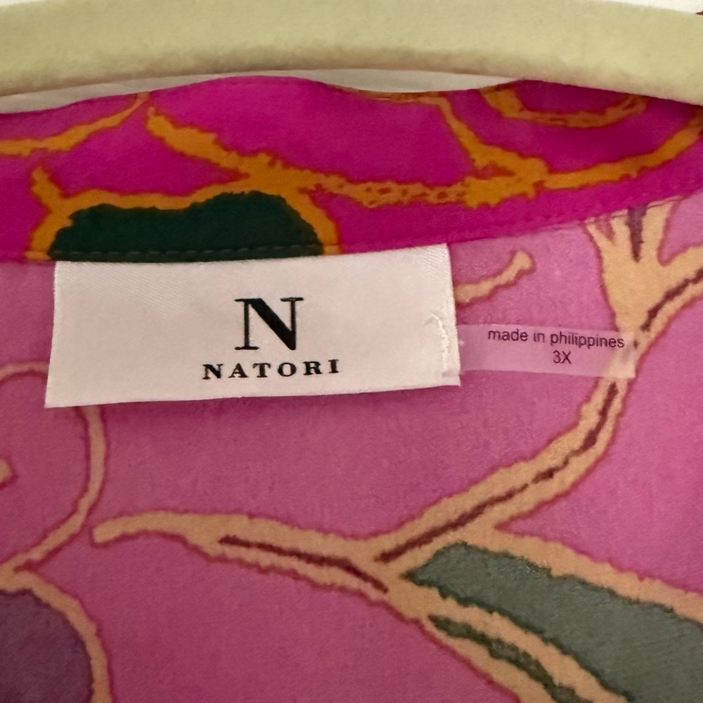 NWT N Natori Womens Fusia Floral Print 3/4 Sleeves Size 3X - Picture 3 of 6